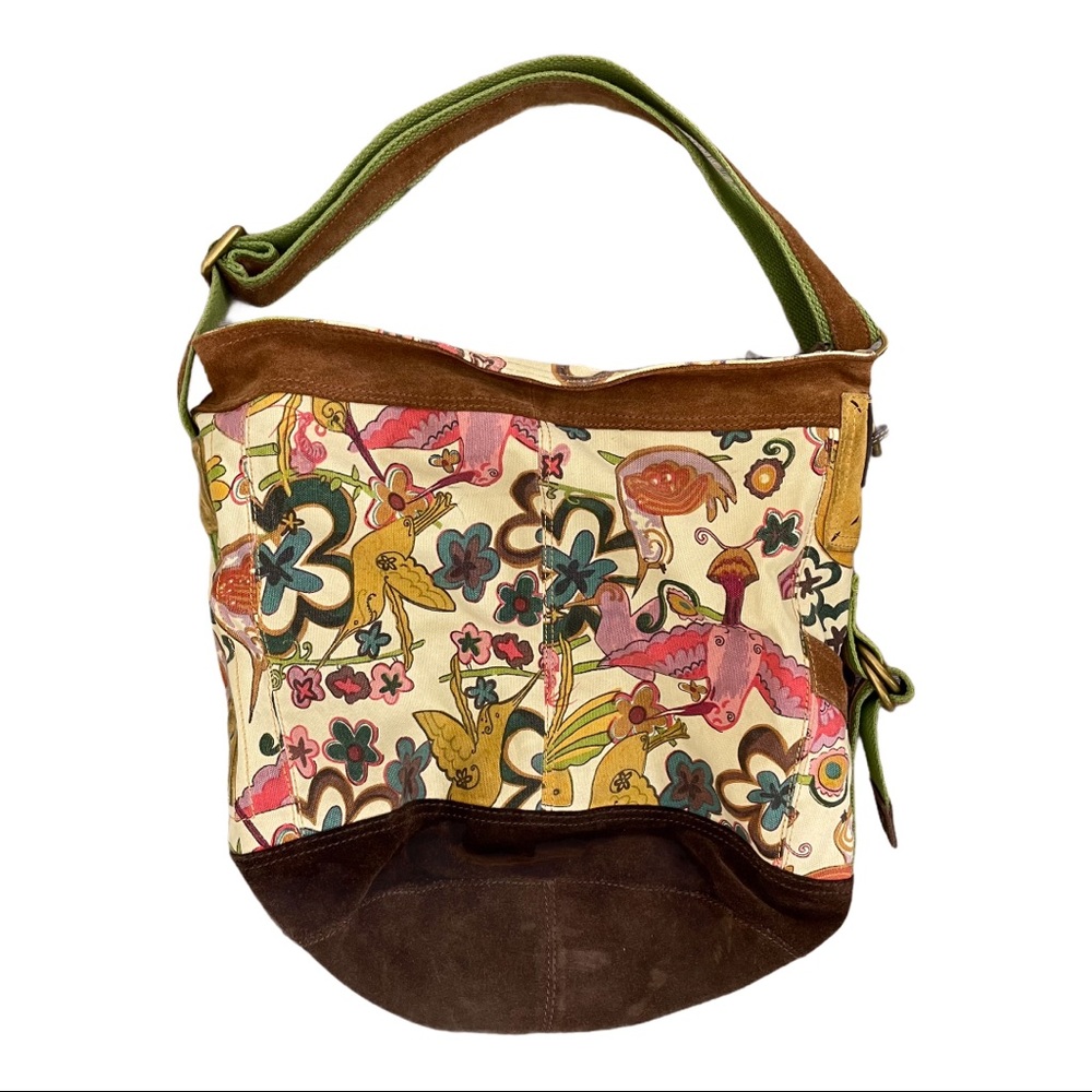 Lucky Brand Runaway Bird Print Canvas Leather Bag